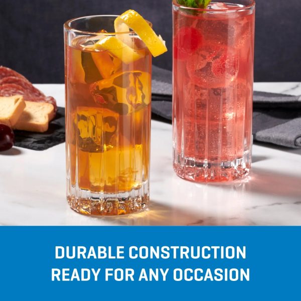Corelle Dinnerware- Lightweight Traze PRE Highball Glasses (4-Pieces), 12-ounce, Dishwasher Safe