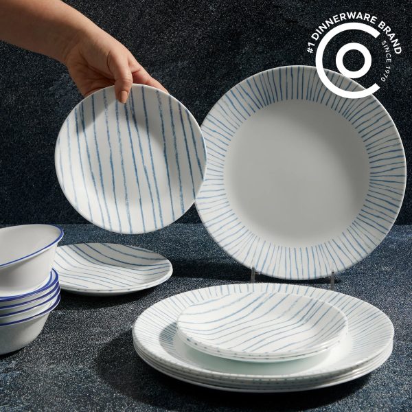 Corelle Dinnerware- Lightweight Nautical Stripes 18-piece Dinnerware Set, Service for 6 Corelle Dinnerware- Lightweight Nautical Stripes 18-piece Dinnerware Set, Service for 6