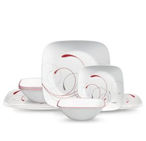 Corelle Dinnerware- Lightweight Square Splendor 12-piece Dinnerware Set with Appetizer Plates, Service for 4 Corelle Dinnerware- Lightweight Square Splendor 12-piece Dinnerware Set with Appetizer Plates, Service for 4