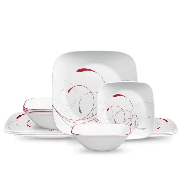 Corelle Dinnerware- Lightweight Square Splendor 12-piece Dinnerware Set with Appetizer Plates, Service for 4 Corelle Dinnerware- Lightweight Square Splendor 12-piece Dinnerware Set with Appetizer Plates, Service for 4
