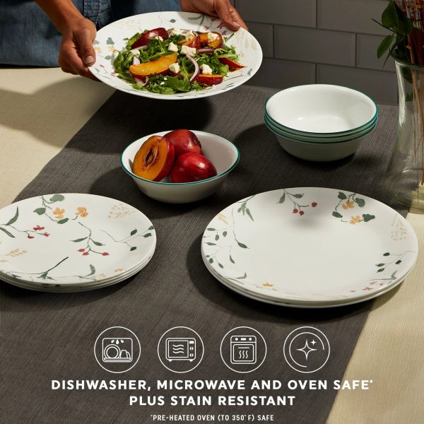 Corelle Dinnerware- Lightweight Wildflower Scatter 12-piece Dinnerware Set, Service for 4 Corelle Dinnerware- Lightweight Wildflower Scatter 12-piece Dinnerware Set, Service for 4