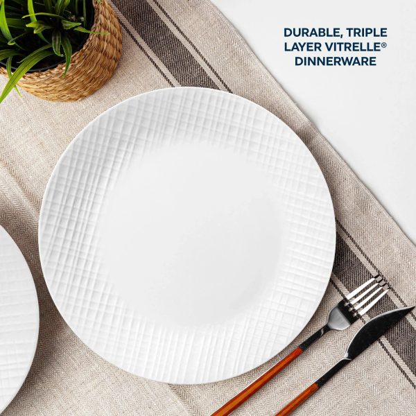 Corelle Dinnerware- Lightweight Linen Weave 12-piece Dinnerware Set, Service for4