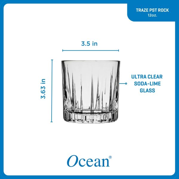 Corelle Dinnerware- Lightweight Traze PRE Rocks Glasses (4-Pieces), 12-ounce, Dishwasher Safe