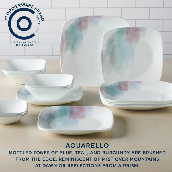 Corelle Dinnerware- Lightweight Aquarello 16-piece Dinnerware Set, Service for 4