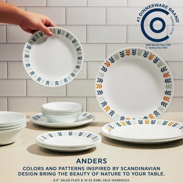 Corelle Dinnerware- Lightweight Anders 18-piece Dinnerware Set, Service for 6