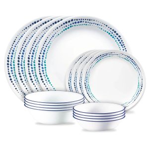 Corelle Dinnerware- Lightweight Ocean Blues 16-piece Mugless Dinnerware Set, Service of 4 Corelle Dinnerware- Lightweight Ocean Blues 16-piece Mugless Dinnerware Set, Service of 4