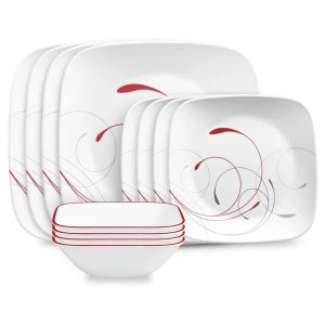 Corelle Dinnerware- Lightweight Square Splendor 12-piece Dinnerware Set, Service for 4 Corelle Dinnerware- Lightweight Square Splendor 12-piece Dinnerware Set, Service for 4
