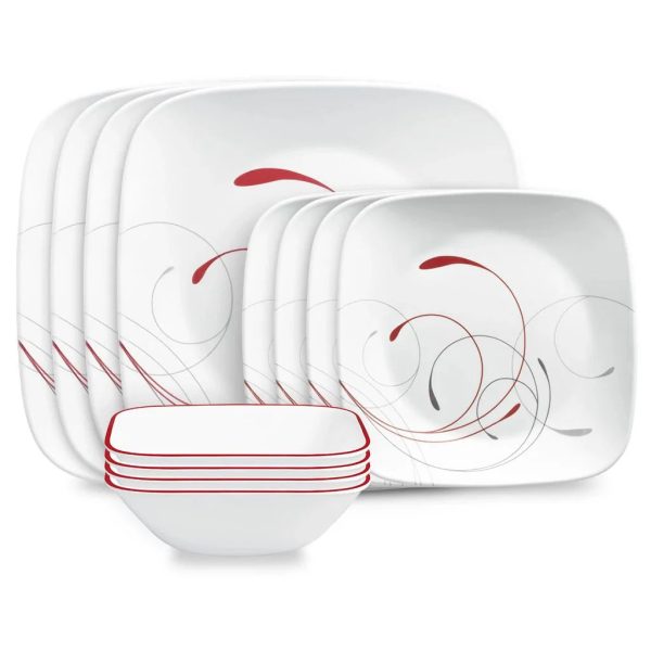 Corelle Dinnerware- Lightweight Square Splendor 12-piece Dinnerware Set, Service for 4 Corelle Dinnerware- Lightweight Square Splendor 12-piece Dinnerware Set, Service for 4