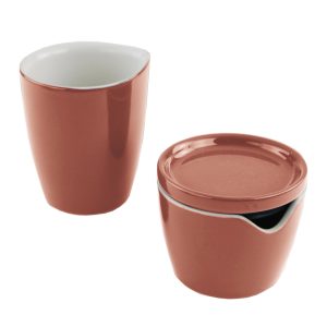 Corelle Dinnerware- Lightweight Red Clay Cream and Sugar Set