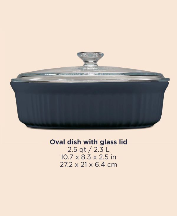 Corelle Dinnerware- Lightweight French Colors 2.5-quart Oval Baking Dish, Navy