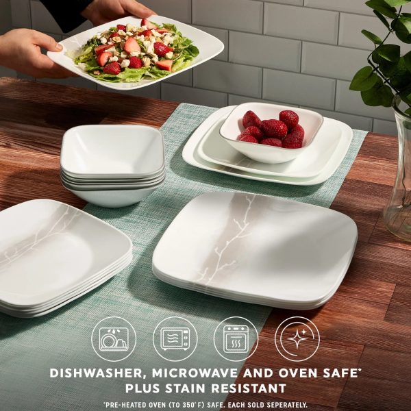 Corelle Dinnerware- Lightweight Square Wandering Grove 9 Salad Plate