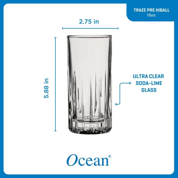 Corelle Dinnerware- Lightweight Traze PRE Highball Glasses (4-Pieces), 12-ounce, Dishwasher Safe