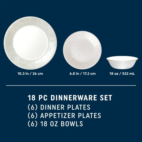 Corelle Dinnerware- Lightweight Knox 18-piece Dinnerware Set, Service for 6