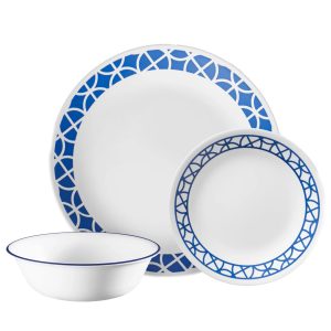 Corelle Dinnerware- Lightweight Cobalt Circles 12-piece Mugless Dinnerware Set, Service of 4 Corelle Dinnerware- Lightweight Cobalt Circles 12-piece Mugless Dinnerware Set, Service of 4