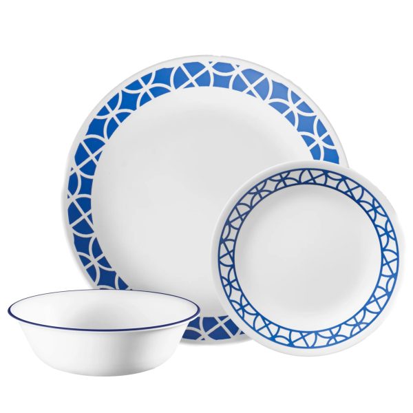 Corelle Dinnerware- Lightweight Cobalt Circles 12-piece Mugless Dinnerware Set, Service of 4 Corelle Dinnerware- Lightweight Cobalt Circles 12-piece Mugless Dinnerware Set, Service of 4