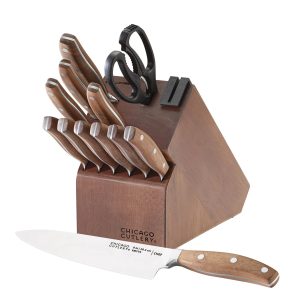 Corelle Dinnerware- Lightweight Signature Edge Walnut 13-piece Knife Block Set