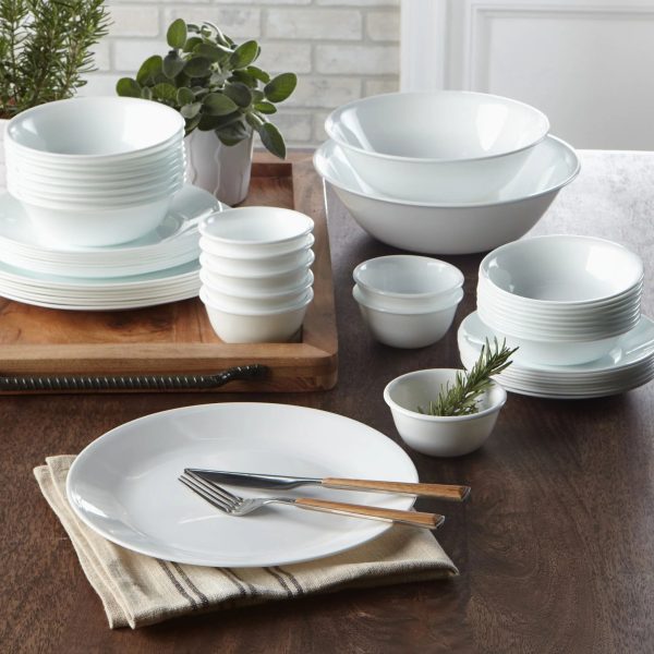 Corelle Dinnerware- Lightweight Winter Frost White 50-piece Dinnerware Set, Service for 8, EXCLUSIVE