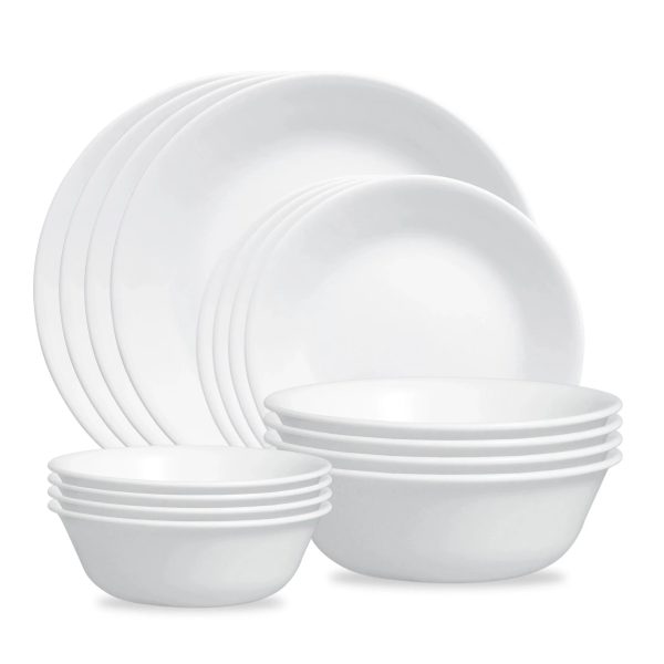 Corelle Dinnerware- Lightweight Winter Frost White 16-piece Mugless Dinnerware Set, Service for 4 Corelle Dinnerware- Lightweight Winter Frost White 16-piece Mugless Dinnerware Set, Service for 4