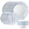 Corelle Dinnerware- Lightweight Nautical Stripes 18-piece Dinnerware Set, Service for 6 Corelle Dinnerware- Lightweight Nautical Stripes 18-piece Dinnerware Set, Service for 6