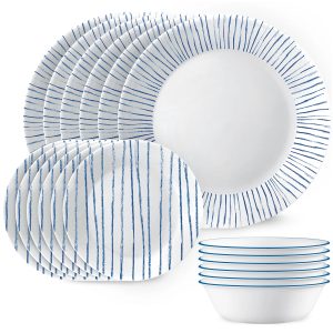 Corelle Dinnerware- Lightweight Nautical Stripes 18-piece Dinnerware Set, Service for 6 Corelle Dinnerware- Lightweight Nautical Stripes 18-piece Dinnerware Set, Service for 6