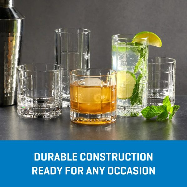 Corelle Dinnerware- Lightweight Traze FTR Rocks Glasses (4-Pieces), 12-ounce, Dishwasher Safe