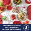 Corelle Dinnerware- Lightweight Anchor Hocking 26 Piece Glass Storage Containers with Lids (13 Glass Food Storage Containers & 13 Red SnugFit Lids)