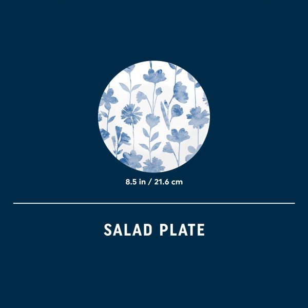 Corelle Dinnerware- Lightweight Botanical Stripes 8.5 Salad Plate, Floral