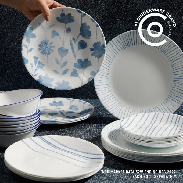 Corelle Dinnerware- Lightweight Botanical Stripes 18-ounce Cereal Bowls, 6-pack