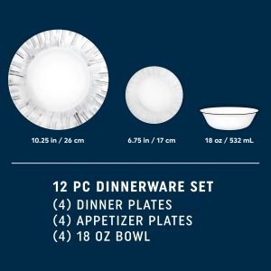 Corelle Dinnerware- Lightweight Arica 12-piece Dinnerware Set, Service for 4