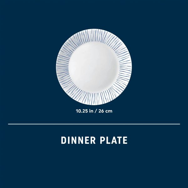 Corelle Dinnerware- Lightweight Botanical Stripes 10.25 Dinner Plate, 6 pack