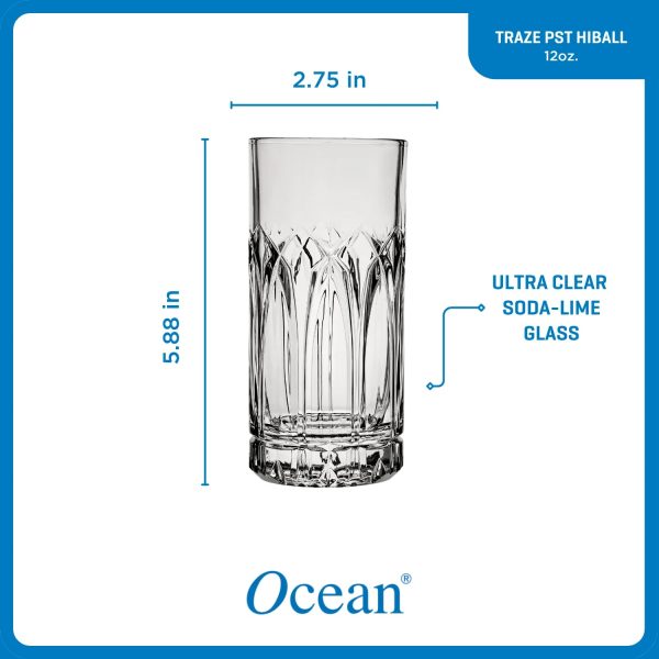 Corelle Dinnerware- Lightweightware Traze PST Highball Glasses (4-Pieces), 12-ounce, Dishwasher Safe