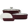 Corelle Dinnerware- Lightweight French Colors 6-piece Bakeware Set, Cabernet