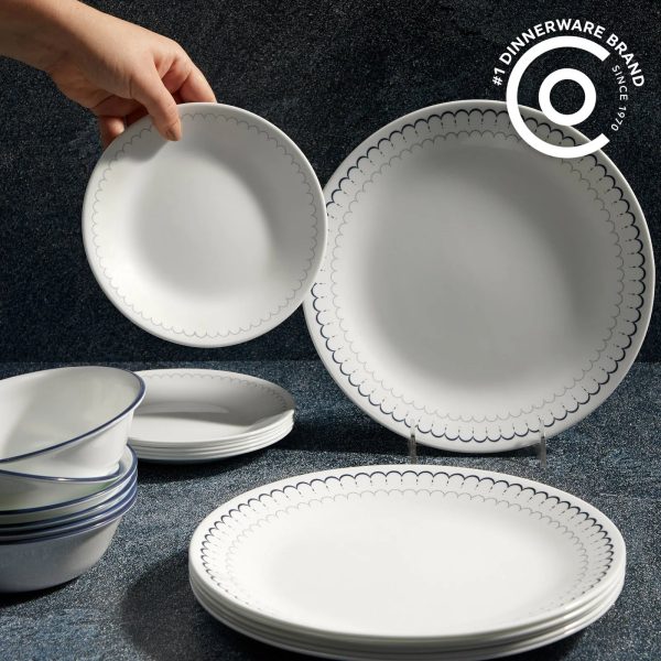 Corelle Dinnerware- Lightweight Caspian Lace 66-piece Dinnerware Set, Service for 12