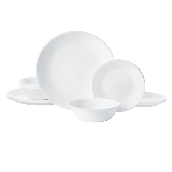 Corelle Dinnerware- Lightweight Winter Frost White 12-piece Dinnerware Set, Service for 4