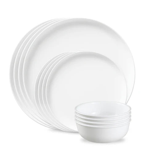 Corelle Dinnerware- Lightweight Modern Rounds 12pc Set, Service for 4