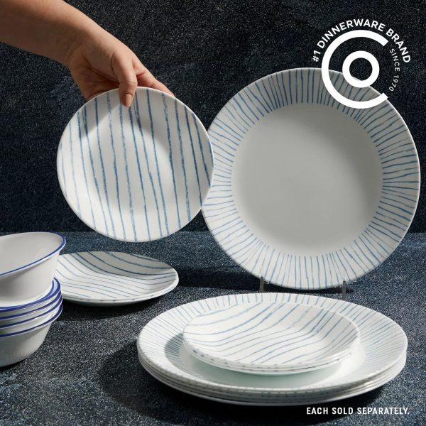 Corelle Dinnerware- Lightweight Botanical Stripes 6.75 Appetizer Plate