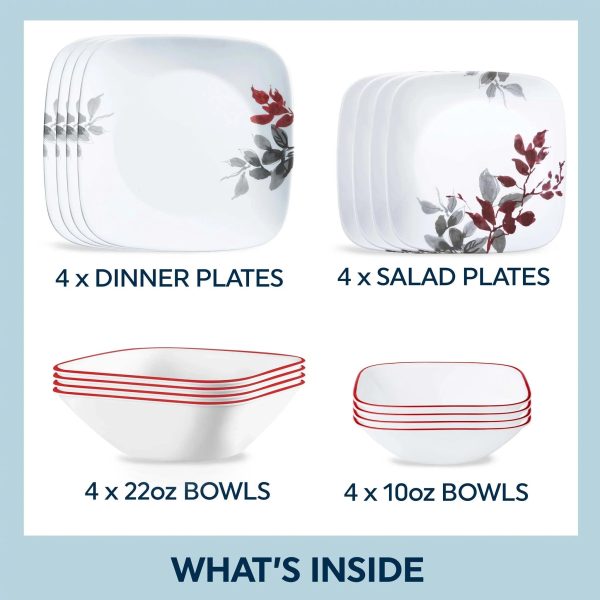 Corelle Dinnerware- Lightweight Kyoto Leaves 16-piece Dinnerware Set, Service for 4 Corelle Dinnerware- Lightweight Kyoto Leaves 16-piece Dinnerware Set, Service for 4