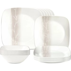 Corelle Dinnerware- Lightweight Square Wandering Grove 18-piece Dinnerware Set, Service for 6 Corelle Dinnerware- Lightweight Square Wandering Grove 18-piece Dinnerware Set, Service for 6