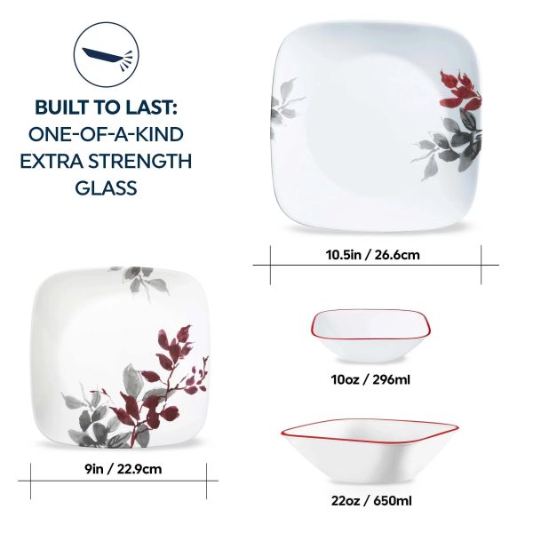Corelle Dinnerware- Lightweight Kyoto Leaves 16-piece Dinnerware Set, Service for 4 Corelle Dinnerware- Lightweight Kyoto Leaves 16-piece Dinnerware Set, Service for 4