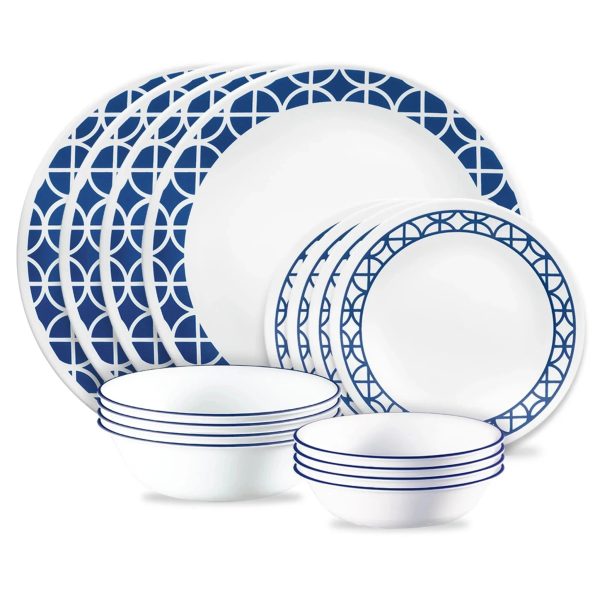 Corelle Dinnerware- Lightweight Cobalt Circles 16-piece Mugless Dinnerware Set, Service of 4 Corelle Dinnerware- Lightweight Cobalt Circles 16-piece Mugless Dinnerware Set, Service of 4