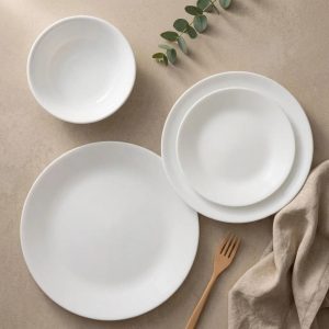 Minimalist White Lunch Plate 4-Piece Set