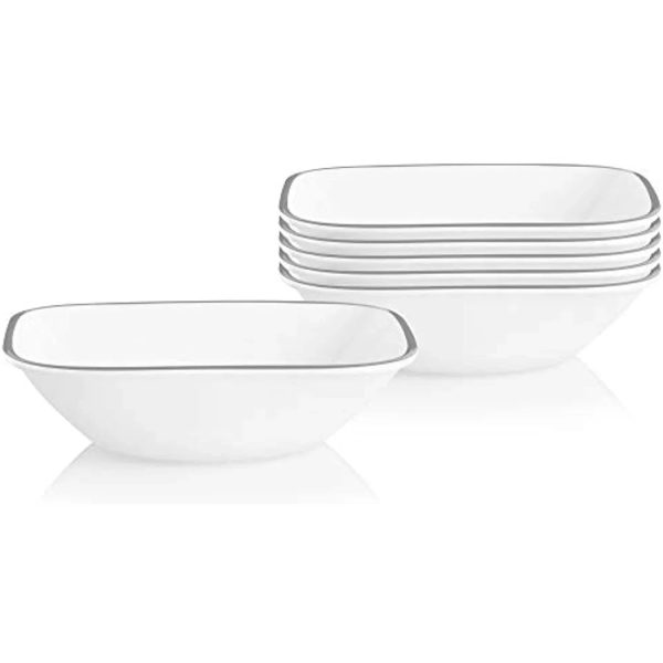 Corelle Dinnerware- Lightweight Urban Arc Square 22-ounce Cereal Bowl, 6 pack