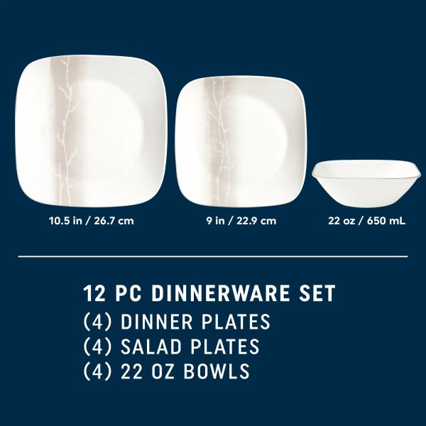 Corelle Dinnerware- Lightweight Wandering Groves 12-piece Dinnerware Set, Service for 4 Corelle Dinnerware- Lightweight Wandering Groves 12-piece Dinnerware Set, Service for 4
