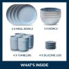 Corelle Dinnerware- Lightweight Stoneware 16-piece Dinnerware Set, Service for 4, Nordic Blue Corelle Dinnerware- Lightweight Stoneware 16-piece Dinnerware Set, Service for 4, Nordic Blue