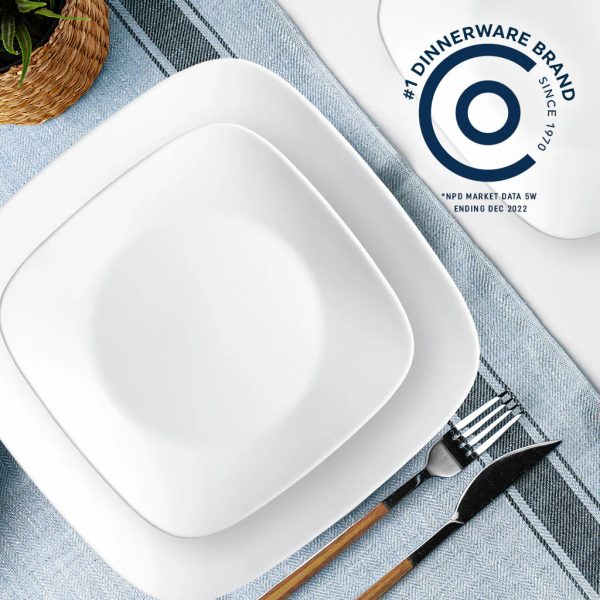Corelle Dinnerware- Lightweight Square? Pure White 12-piece Dinnerware Set, Service for 4 Corelle Dinnerware- Lightweight Square? Pure White 12-piece Dinnerware Set, Service for 4
